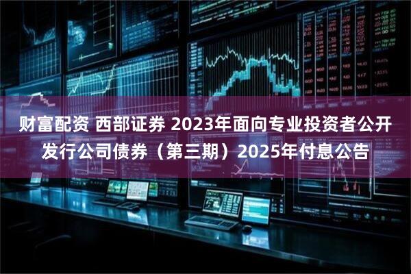 财富配资 西部证券 2023年面向专业投资者公开发行公司债券(第三期)2025年付息公告